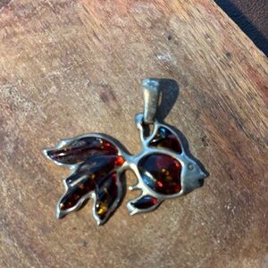 Silver and Red Fish Pendant